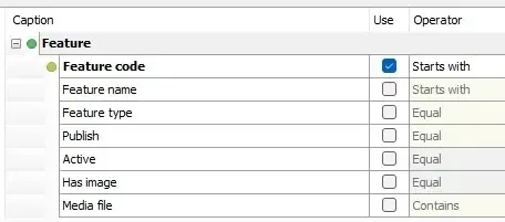 Features report criteria
