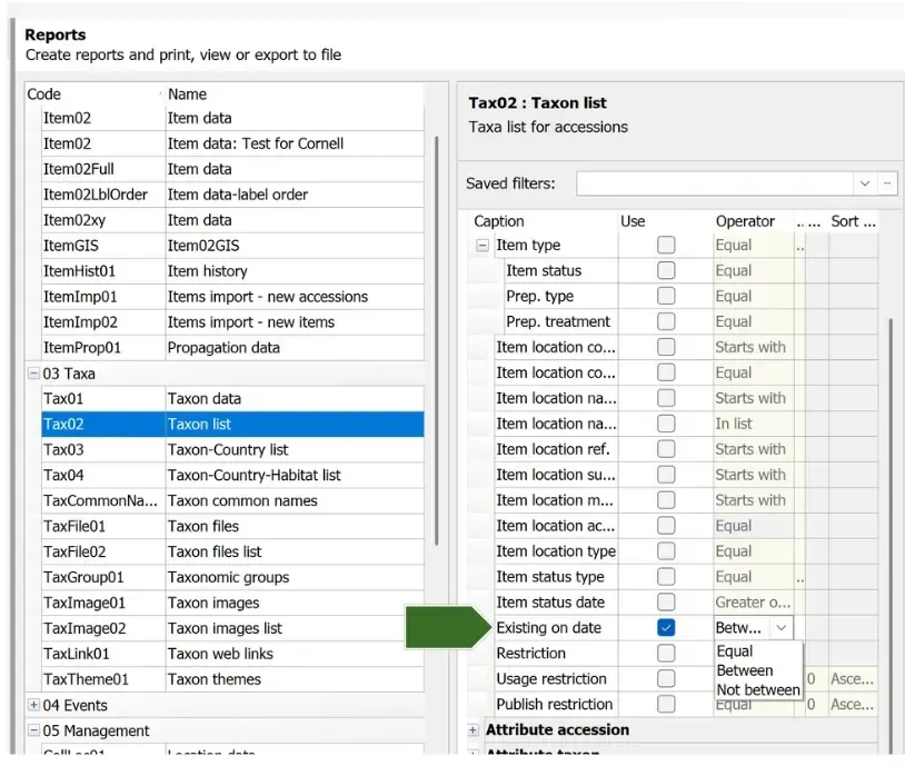 Reports > Tax02 report query builder